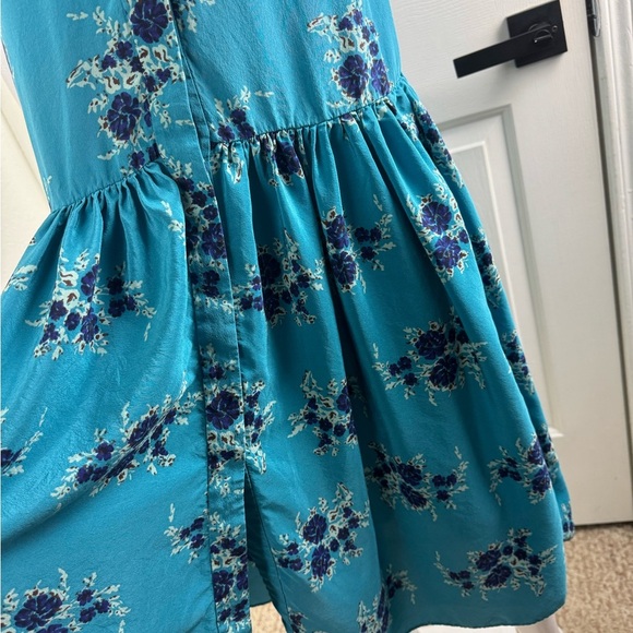 Veronica BEARD Meagan Turquoise Silk Floral Dress Size 2 Retails $695 - Picture 8 of 13